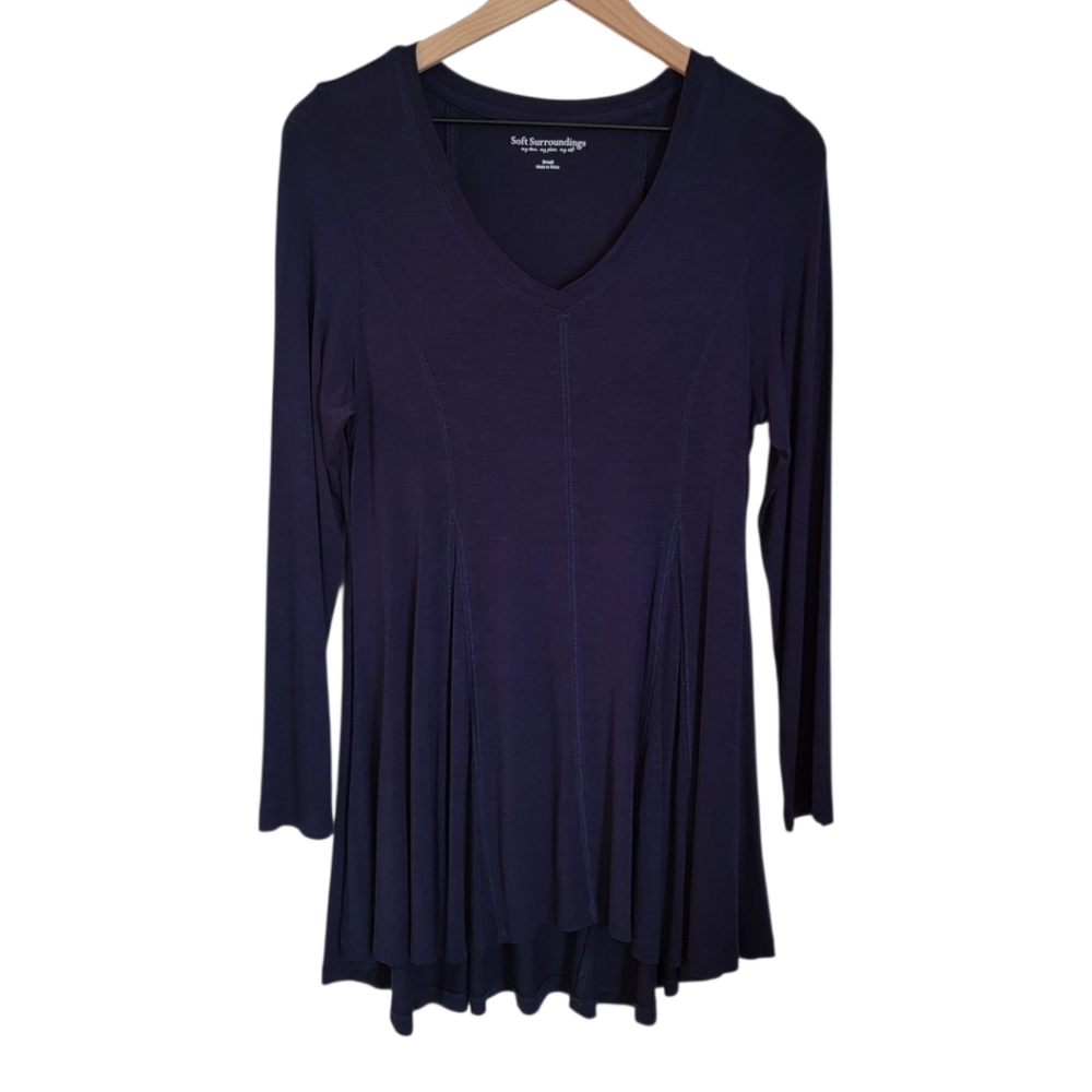 Soft Surroundings Navy Blue Super‎ Soft Tunic V-Neck Dress S